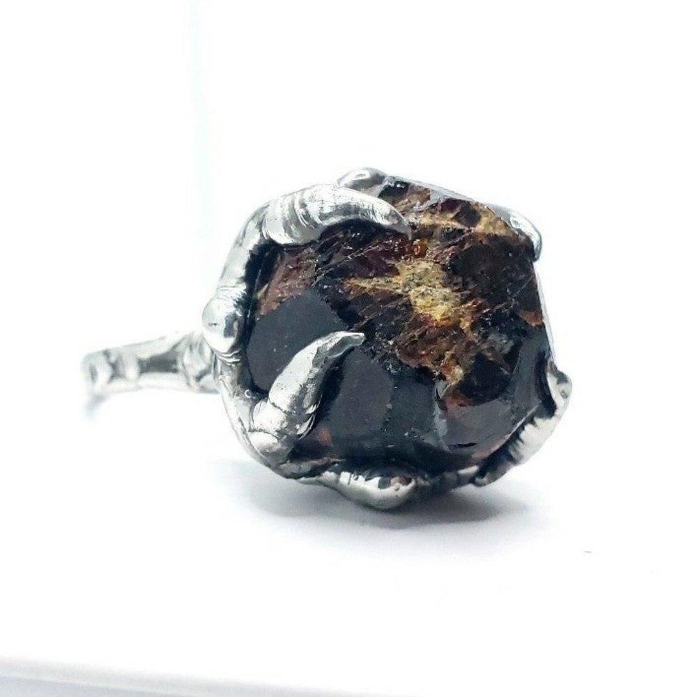 Raw Garnet gemstone ring